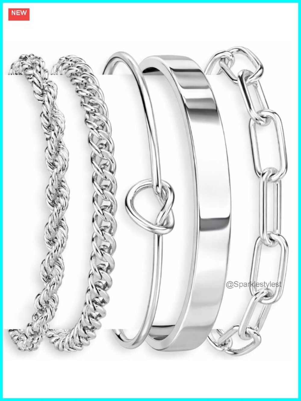 Sterling Silver Cuff Bangle Bracelet Set for Women Non Tarnish S925